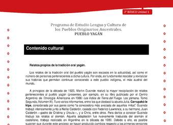 Contenido cultural: Relatos propios de la tradición oral yagán Contenido cultural: Relatos propios de la tradición oral yagán