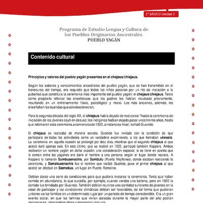 Contenido cultural: Principios y valores del pueblo yagán presentes en el chejaus/chiejaus Contenido cultural: Principios y valores del pueblo yagán presentes en el chejaus/chiejaus
