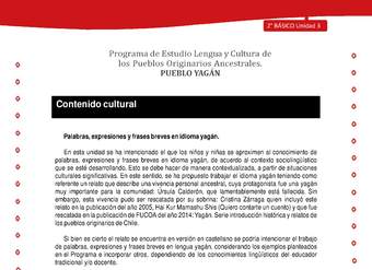 Contenido cultural: Palabras, expresiones y frases breves en idioma yagán Contenido cultural: Palabras, expresiones y frases breves en idioma yagán