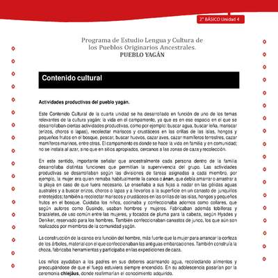 Contenido cultural: Actividades productivas del pueblo yagán Contenido cultural: Actividades productivas del pueblo yagán