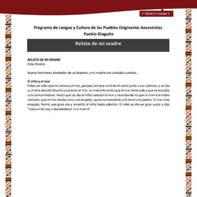 Relato de mi madre Relato de mi madre