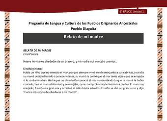 Relato de mi madre Relato de mi madre