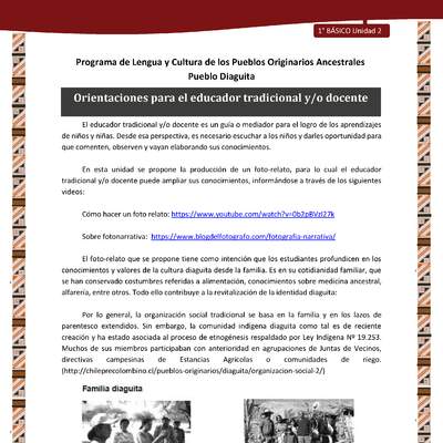 Orientaciones para el educador tradicional y/o docente Orientaciones para el educador tradicional y/o docente