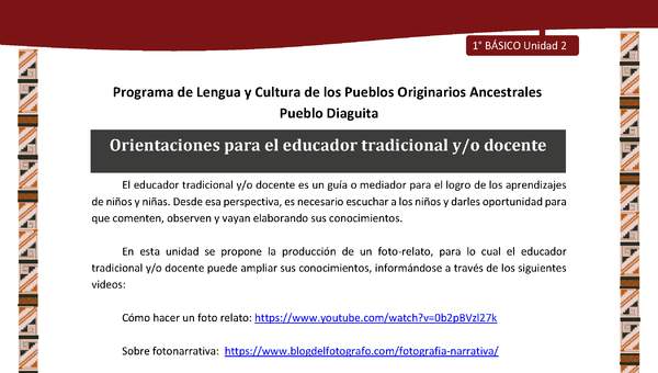 Orientaciones para el educador tradicional y/o docente Orientaciones para el educador tradicional y/o docente