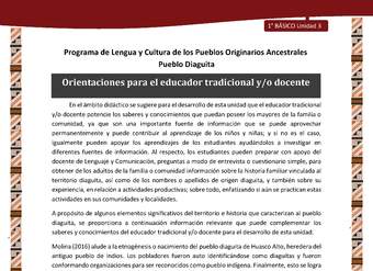 Orientaciones para el educador tradicional y/o docente Orientaciones para el educador tradicional y/o docente