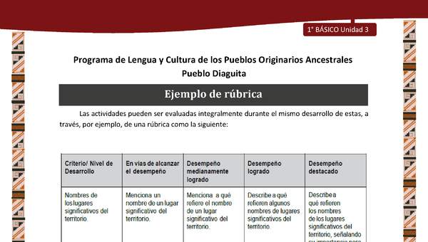 Ejemplo de rúbrica Ejemplo de rúbrica