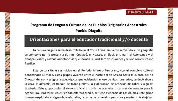 Orientaciones para el educador tradicional y/o docente Orientaciones para el educador tradicional y/o docente