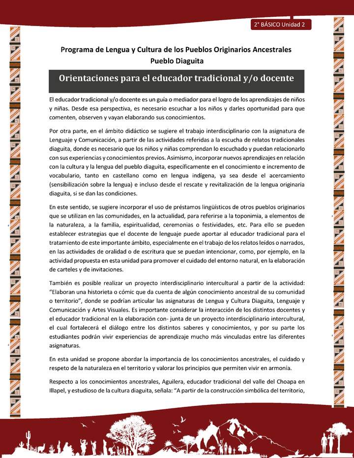 Orientaciones para el educador tradicional y/o docente Orientaciones para el educador tradicional y/o docente