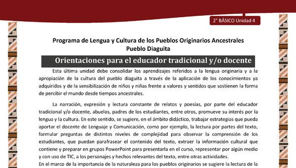 Orientaciones para el educador tradicional y/o docente Orientaciones para el educador tradicional y/o docente