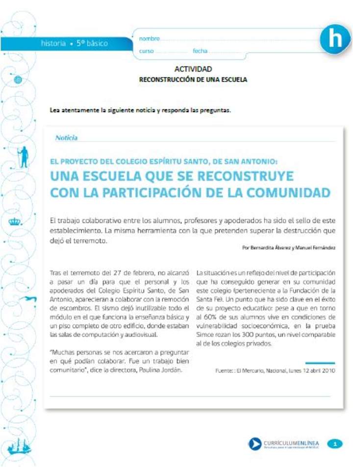 Reconstrucción de una escuela Reconstrucción de una escuela