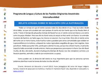 Relato Aymara sobre su relación con la naturaleza Relato Aymara sobre su relación con la naturaleza