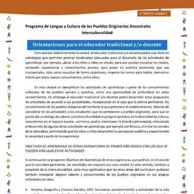 Orientaciones para el educador tradicional y/o docente Orientaciones para el educador tradicional y/o docente