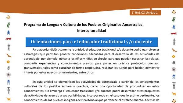 Orientaciones para el educador tradicional y/o docente Orientaciones para el educador tradicional y/o docente
