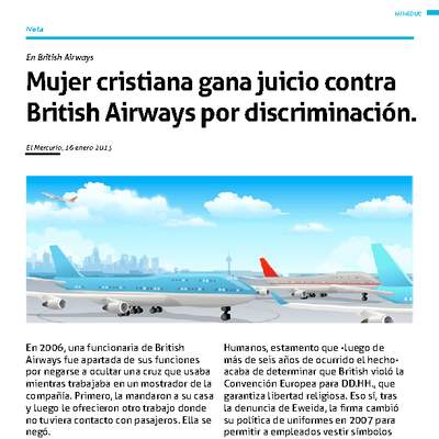 Mujer cristiana gana juicio contra British Airwais por discriminación Mujer cristiana gana juicio contra British Airwais por discriminación