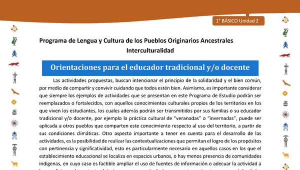 Orientaciones para el educador tradicional y/o docente Orientaciones para el educador tradicional y/o docente