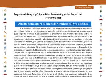 Orientaciones para el educador tradicional y/o docente Orientaciones para el educador tradicional y/o docente