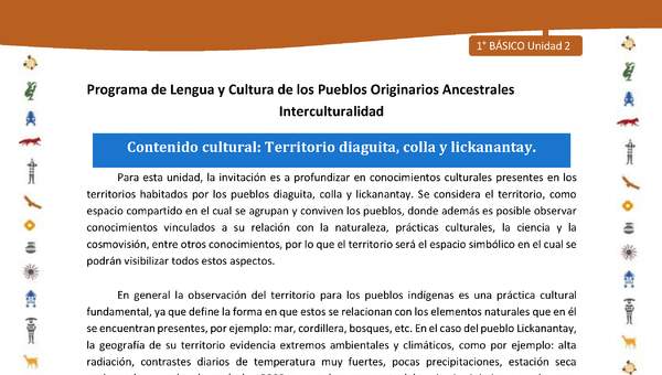Contenido cultural: Territorio diaguita, colla y lickanantay Contenido cultural: Territorio diaguita, colla y lickanantay