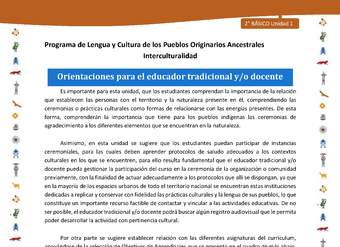 Orientaciones para el educador tradicional y/o docente Orientaciones para el educador tradicional y/o docente