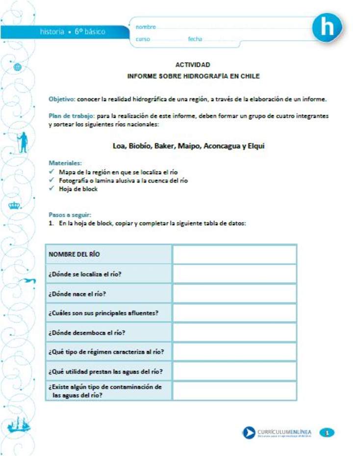 Informe sobre hidrografía en Chile Informe sobre hidrografía en Chile