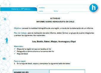 Informe sobre hidrografía en Chile Informe sobre hidrografía en Chile