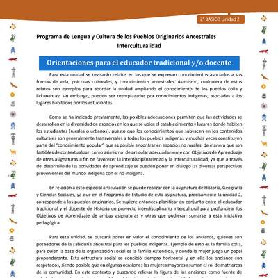 Orientaciones para el educador tradicional y/o docente Orientaciones para el educador tradicional y/o docente