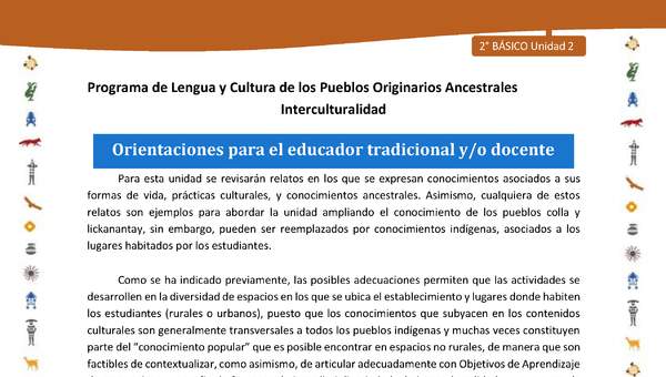 Orientaciones para el educador tradicional y/o docente Orientaciones para el educador tradicional y/o docente