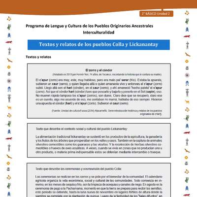 Textos y relatos de los pueblos Colla y Lickanantay Textos y relatos de los pueblos Colla y Lickanantay