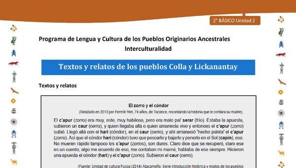 Textos y relatos de los pueblos Colla y Lickanantay Textos y relatos de los pueblos Colla y Lickanantay