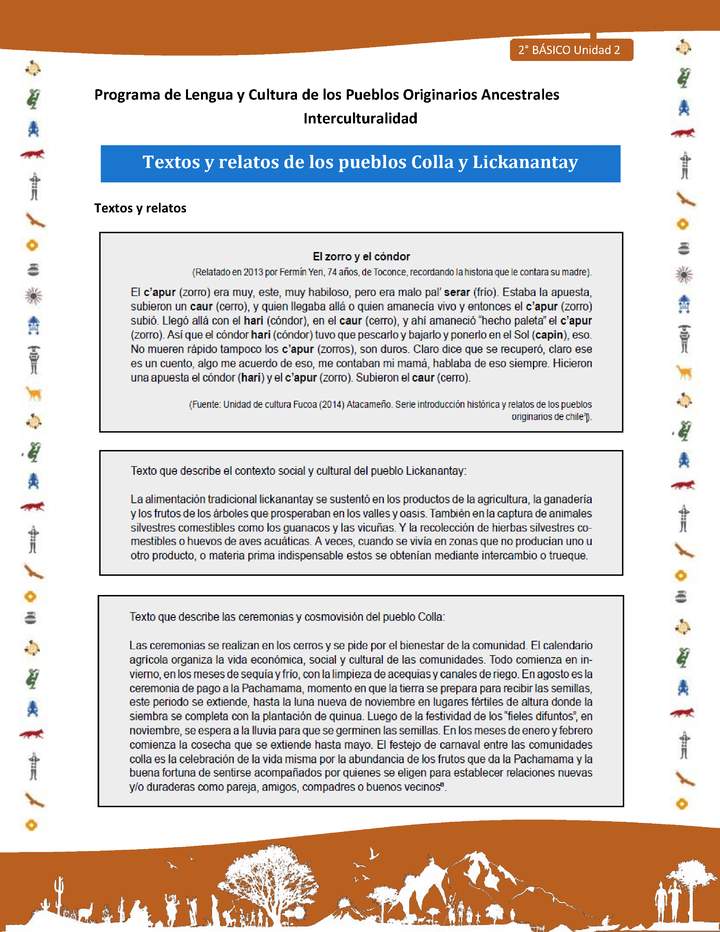 Textos y relatos de los pueblos Colla y Lickanantay Textos y relatos de los pueblos Colla y Lickanantay