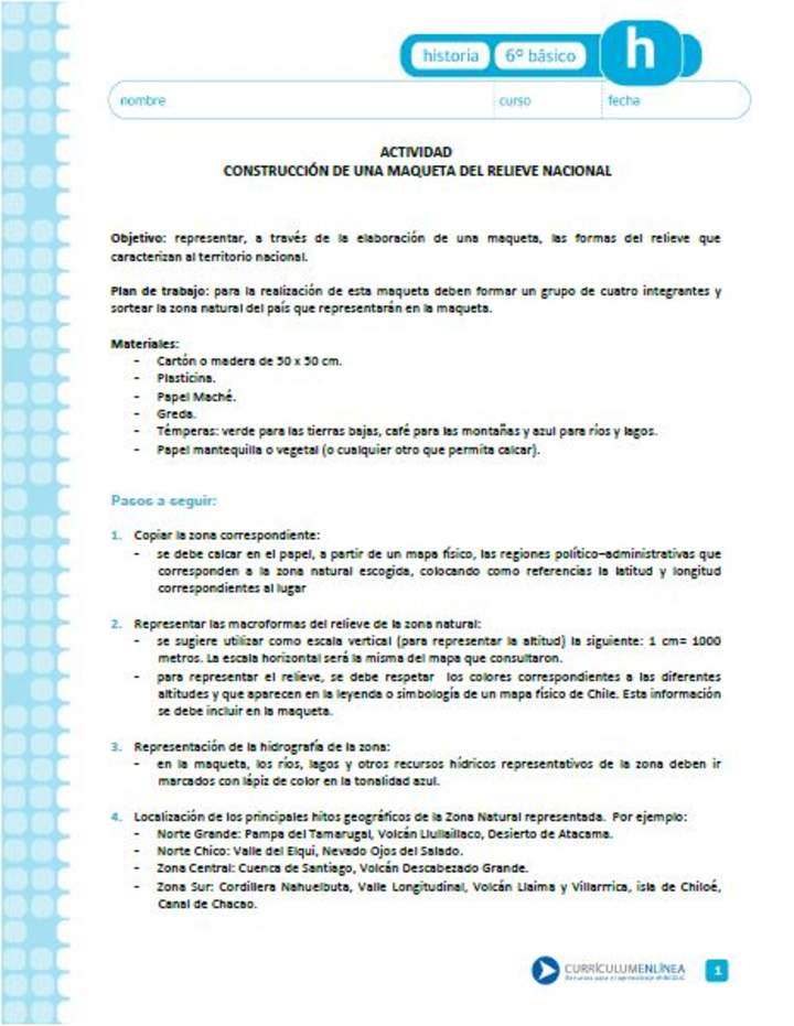 Construcción de una maqueta del relieve nacional Construcción de una maqueta del relieve nacional