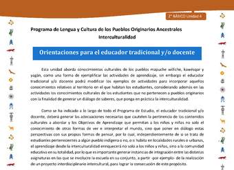 Orientaciones para el educador tradicional y/o docente Orientaciones para el educador tradicional y/o docente