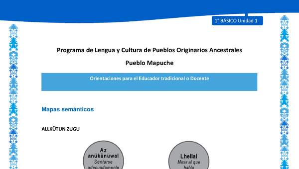 Orientaciones al docente - LC01 - Mapuche - U1 - Mapas semánticos Orientaciones al docente - LC01 - Mapuche - U1 - Mapas semánticos