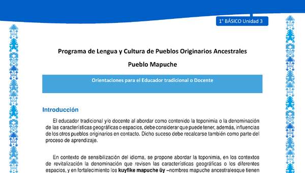 Orientaciones al docente - LC01 - Mapuche - U3 - Introducción Orientaciones al docente - LC01 - Mapuche - U3 - Introducción