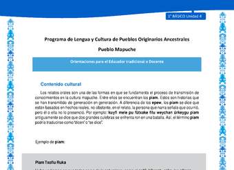 Orientaciones al docente - LC01 - Mapuche - U4 - Contenido cultural Orientaciones al docente - LC01 - Mapuche - U4 - Contenido cultural