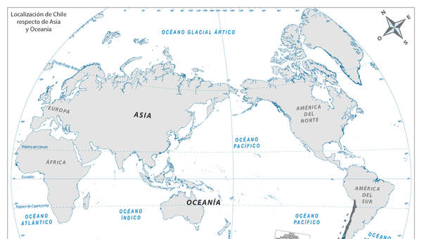 Localización de Chile respecto de Asia y Oceanía Localización de Chile respecto de Asia y Oceanía