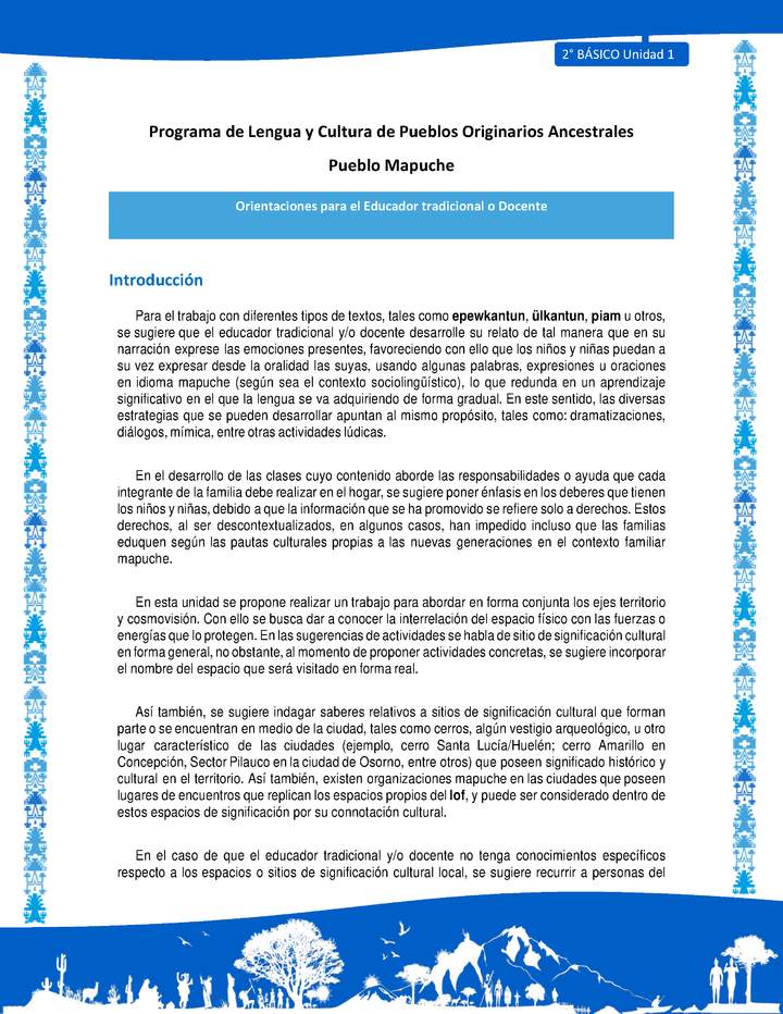 Orientaciones al docente - LC02 - Mapuche - U1 - Introducción Orientaciones al docente - LC02 - Mapuche - U1 - Introducción