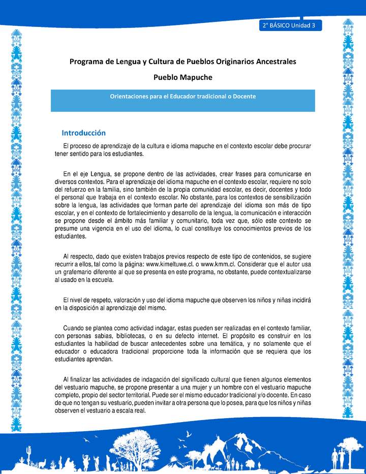 Orientaciones al docente - LC02 - Mapuche - U3 - Introducción Orientaciones al docente - LC02 - Mapuche - U3 - Introducción
