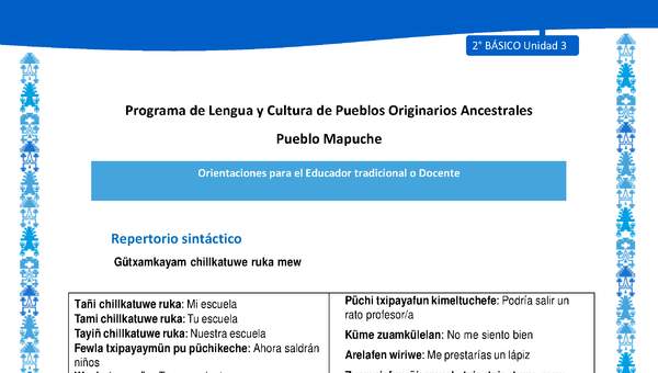 Orientaciones al docente - LC02 - Mapuche - U3 - Repertorio sintáctico Orientaciones al docente - LC02 - Mapuche - U3 - Repertorio sintáctico