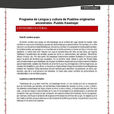 Orientaciones al docente - LC01 - Kawésqar - U3 - Contenido cultural Orientaciones al docente - LC01 - Kawésqar - U3 - Contenido cultural