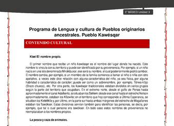 Orientaciones al docente - LC01 - Kawésqar - U3 - Contenido cultural Orientaciones al docente - LC01 - Kawésqar - U3 - Contenido cultural