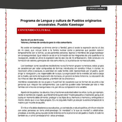 Orientaciones al docente - LC01 - Kawésqar - U4 - Contenido cultural Orientaciones al docente - LC01 - Kawésqar - U4 - Contenido cultural