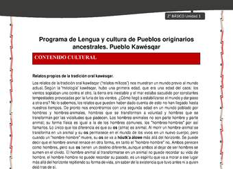 Orientaciones al docente - LC02 - Kawésqar - U1 - Contenido cultural Orientaciones al docente - LC02 - Kawésqar - U1 - Contenido cultural