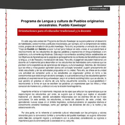 Orientaciones al docente - LC02 - Kawésqar - U2 - Introducción Orientaciones al docente - LC02 - Kawésqar - U2 - Introducción