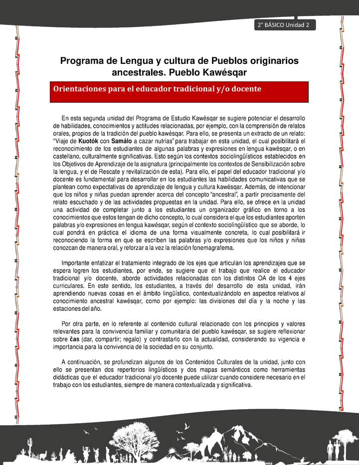 Orientaciones al docente - LC02 - Kawésqar - U2 - Introducción Orientaciones al docente - LC02 - Kawésqar - U2 - Introducción