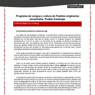 Orientaciones al docente - LC02 - Kawésqar - U2 - Contenido cultural Orientaciones al docente - LC02 - Kawésqar - U2 - Contenido cultural
