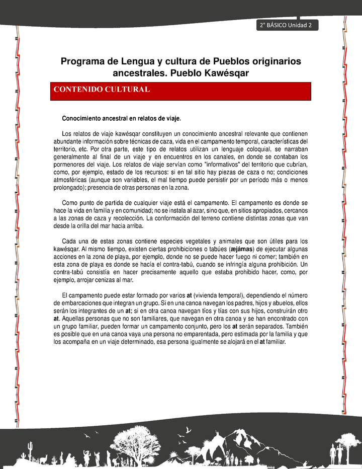 Orientaciones al docente - LC02 - Kawésqar - U2 - Contenido cultural Orientaciones al docente - LC02 - Kawésqar - U2 - Contenido cultural