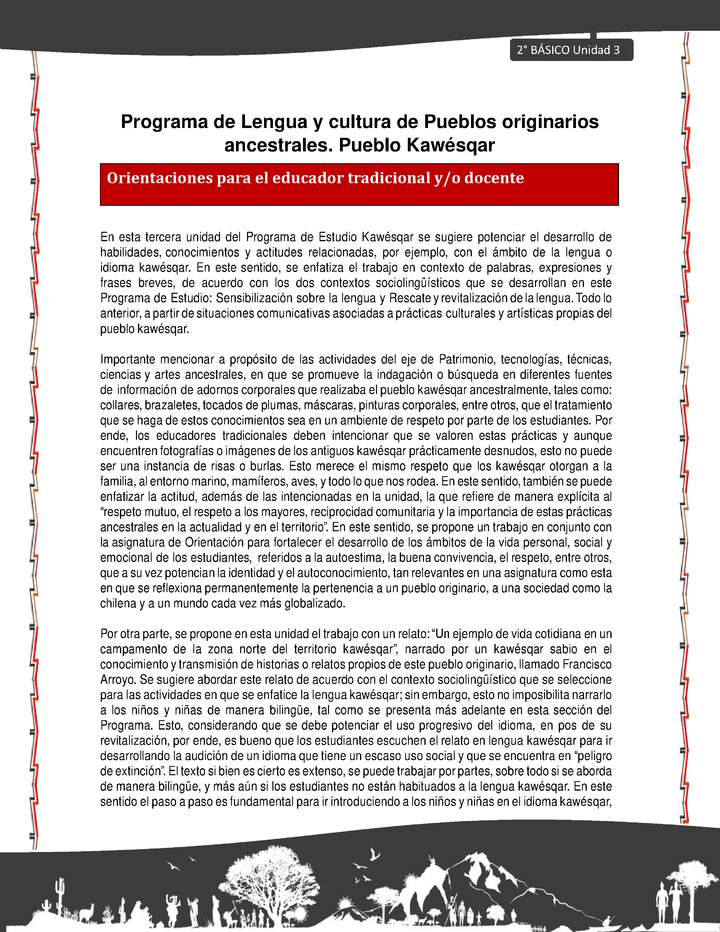 Orientaciones al docente - LC02 - Kawésqar - U3 - Introducción Orientaciones al docente - LC02 - Kawésqar - U3 - Introducción