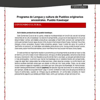 Orientaciones al docente - LC02 - Kawésqar - U4 - Contenido cultural Orientaciones al docente - LC02 - Kawésqar - U4 - Contenido cultural