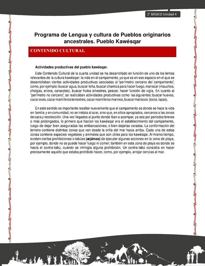 Orientaciones al docente - LC02 - Kawésqar - U4 - Contenido cultural Orientaciones al docente - LC02 - Kawésqar - U4 - Contenido cultural