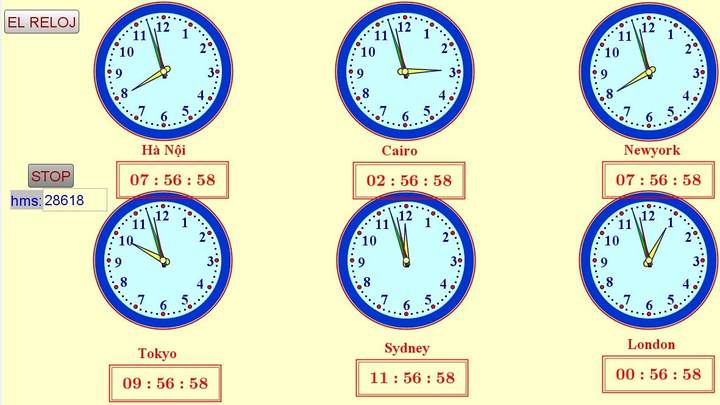 Reloj análogo en el mundo Reloj análogo en el mundo